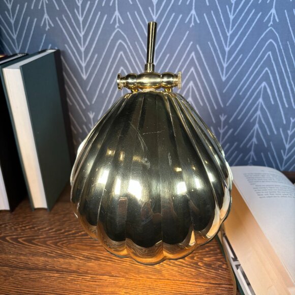 Vintage Brass Shell Desk Lamp Adjustable Reading Light with Scalloped Shade - Picture 7 of 16